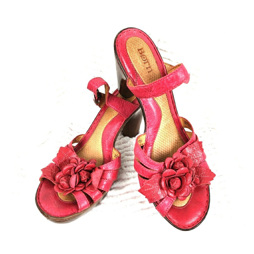 🌻Born Pink Leather Flower Sandal Sz 11/43 (A001)